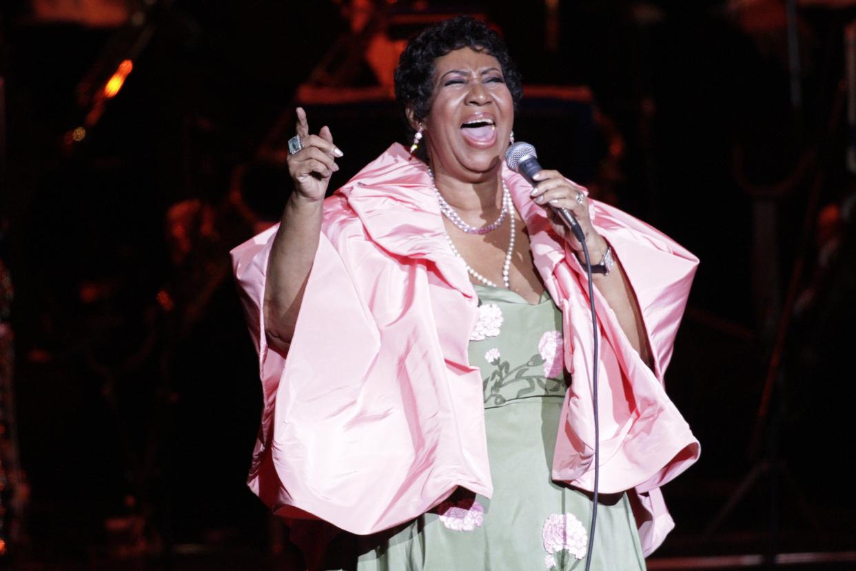 Aretha Franklin performs in August 2011 at DTE Energy Music Theater in Clarkston.