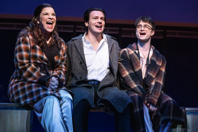 <p>Matthew Murphy</p> Lindsay Mendez, Jonathan Groff and Daniel Radcliffe in 'Merrily We Roll Along' on Broadway