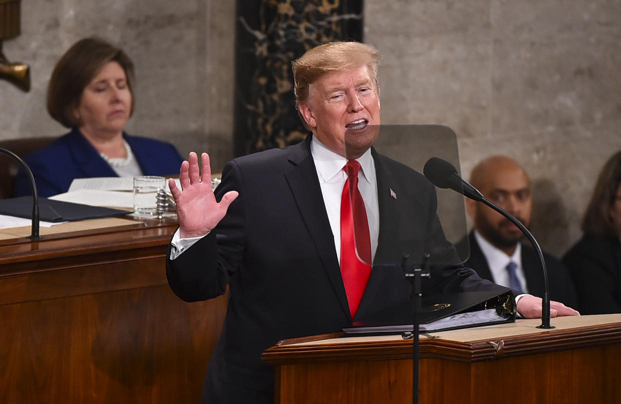 President Trump delivers his address on Tuesday. (Photo: Ricky Carioti/Washington Post via Getty Images)