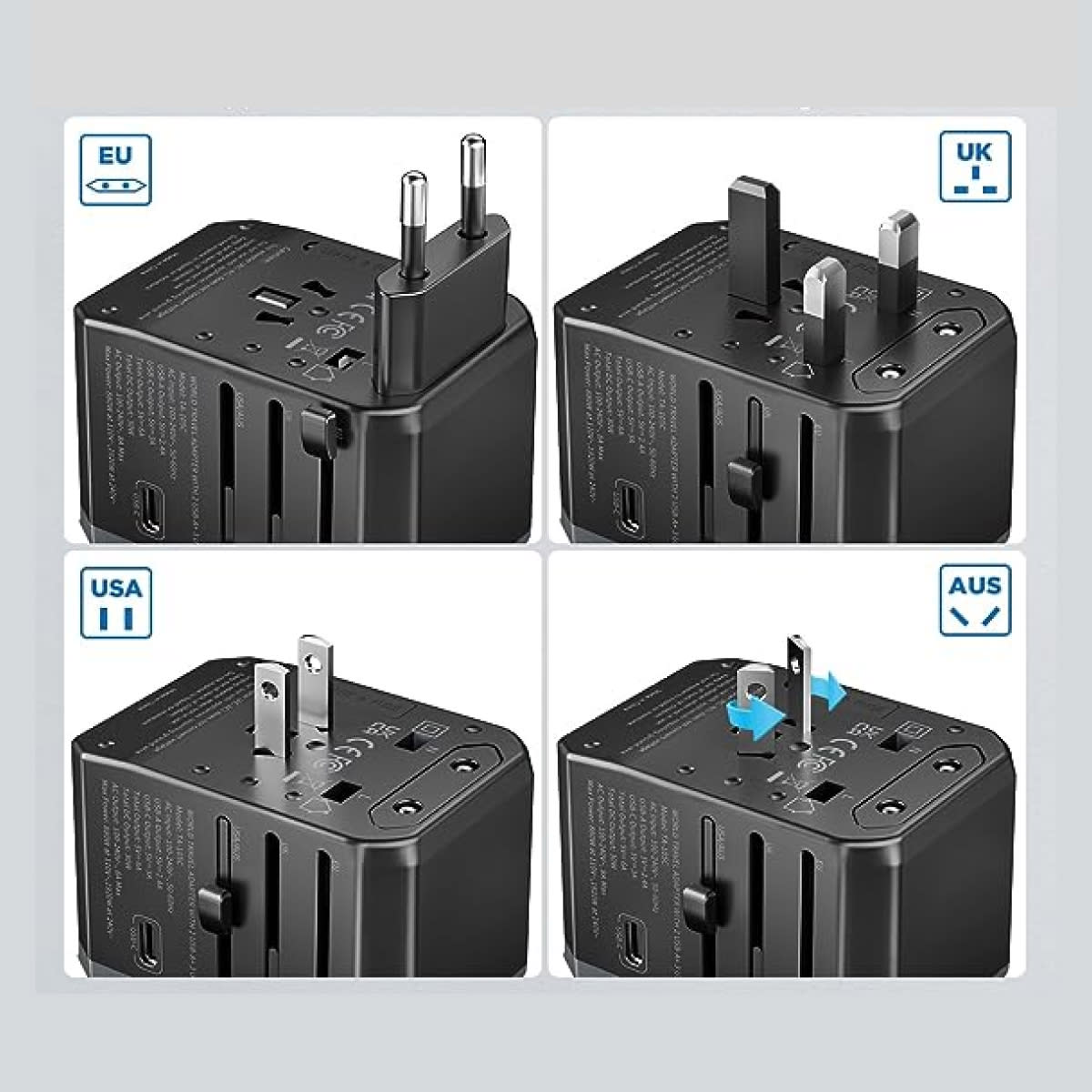 A universal adapter with four different plug options. The levers on the side of the case slide each plug option forward. (Amazon / Amazon)