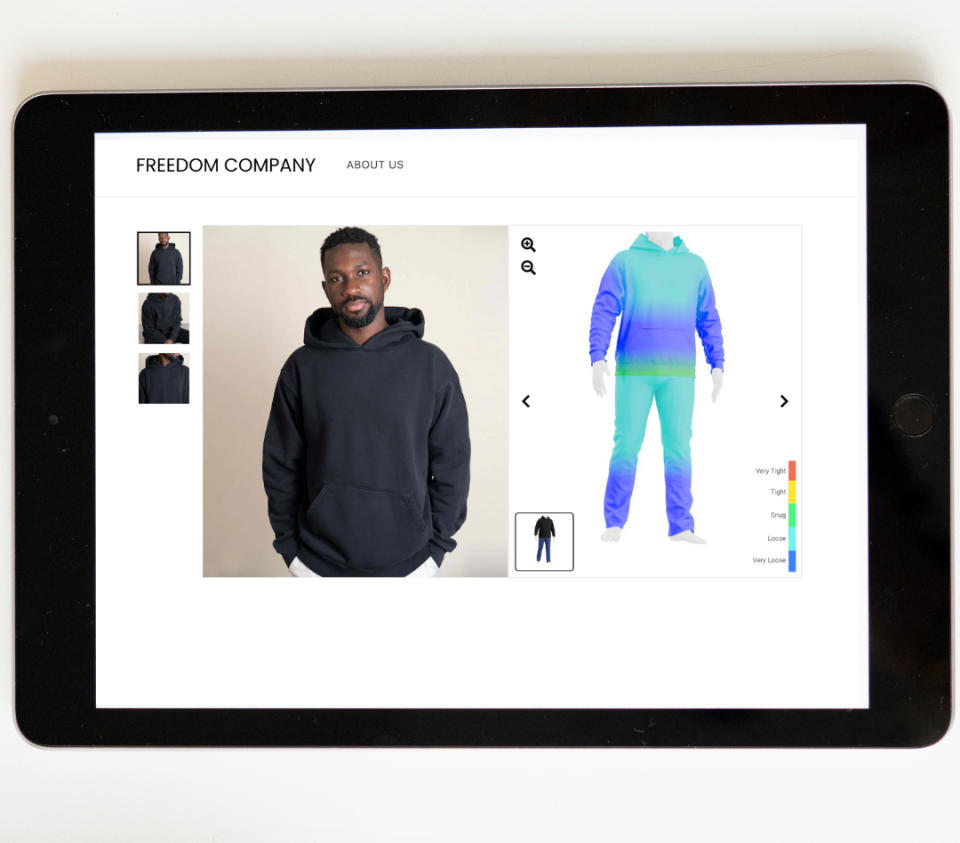 Freedom Company uses Couture Technologies’ VisualizeX software to help consumers determine the fit of certain products and sizes. Photo courtesy of Freedom Company.
