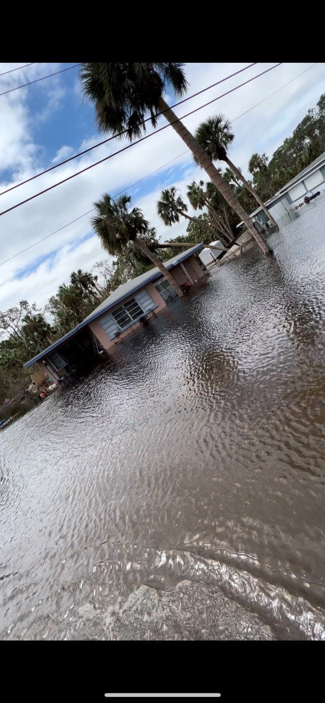 The home of Rusty and Jessica Foltz on Myakka Drive was still under water two days after Hurricane Ian made landfall.