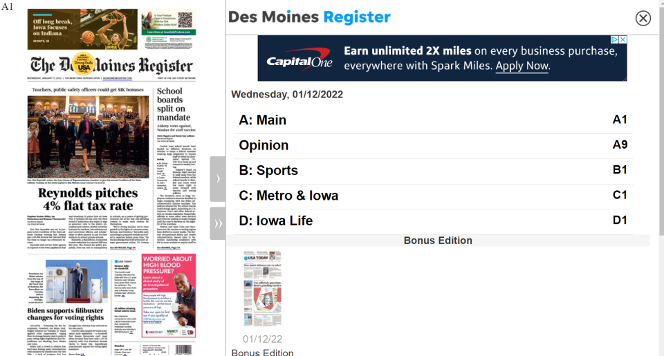 The Des Moines Register E-edition is available to all subscribers at DesMoinesRegister.com/eedition.