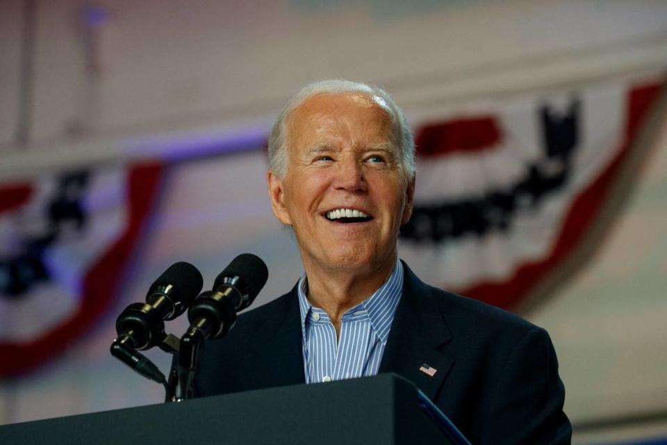 President Joe Biden gives a campaign speech in Madison, Wisconsin, on July 5, 2024.