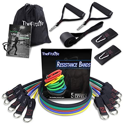 12) Resistance Bands with Handles, 5-Pack