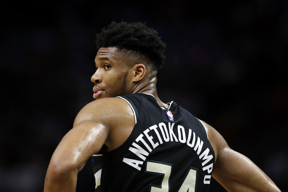 Giannis Antetokounmpo has been the league's most dominant player on both ends of the floor this season. (Michael Reaves/Getty Images)