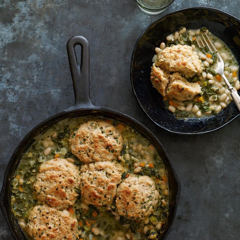 Kale & White Bean Potpie with Chive Biscuits