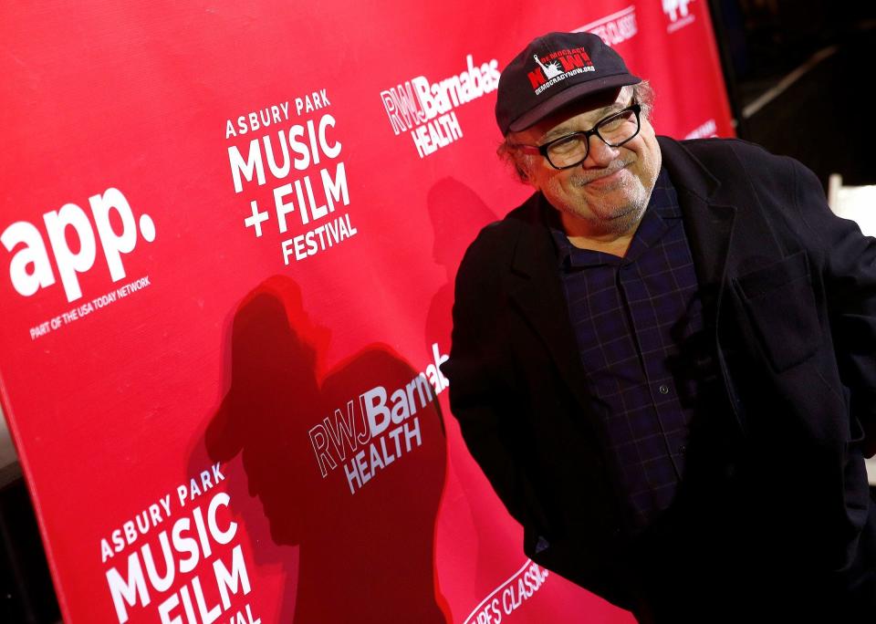 Actor and Asbury Park native Danny DeVito smiles during an Asbury Park Music + Film Festival photo session at the Paramount Theater in Asbury Park Saturday, April 28, 2018.