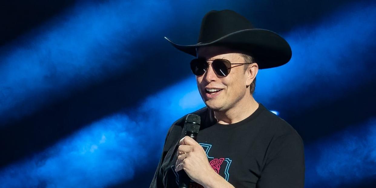 Tesla CEO Elon Musk at the company's Cyber Rodeo event in Austin, Texas.