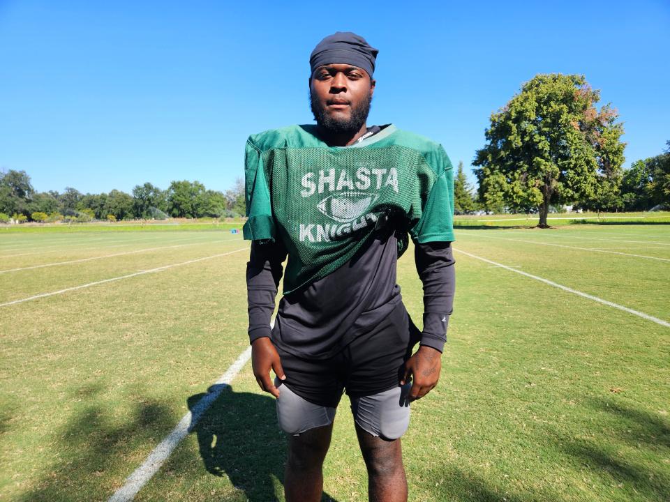 Shasta College freshman linebacker Javon Edwards from Cleveland Heights, Ohio.