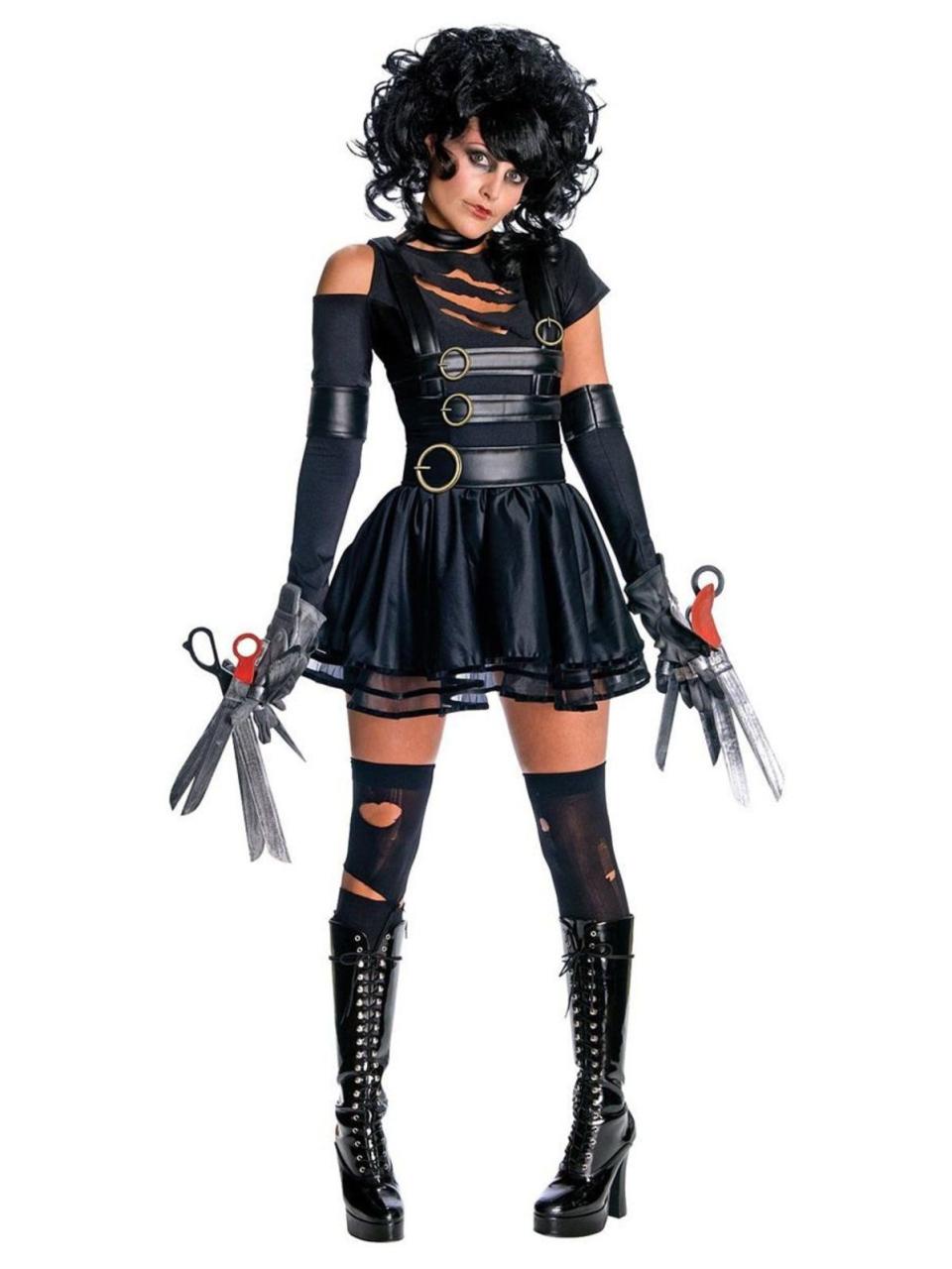 <p><strong>Costume Supercenter</strong></p><p>costumesupercenter.com</p><p><strong>$41.59</strong></p><p><a href="https://www.costumesupercenter.com/products/sexy-womens-miss-edward-scissorhands-costume" rel="nofollow noopener" target="_blank" data-ylk="slk:SHOP NOW;elm:context_link;itc:0;sec:content-canvas" class="link ">SHOP NOW</a></p><p>There was always something oddly alluring about Edward Scissorhands. This costume just leans into it. This dress includes a dress, a pair of hands, a glove, a choker, a belt and a wig. You have to rip your own stockings, but that should be easy.</p>