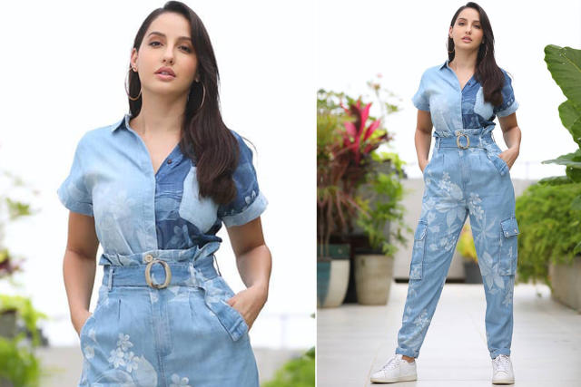 Nora Fatehi Is Giving the Double Denim Trend a Floral Fabulosity!