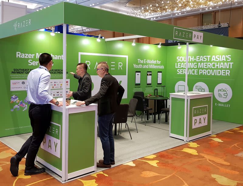 A Razer Pay booth is pictured at the Money 20/20 Asia Fintech Trade Show in Singapore