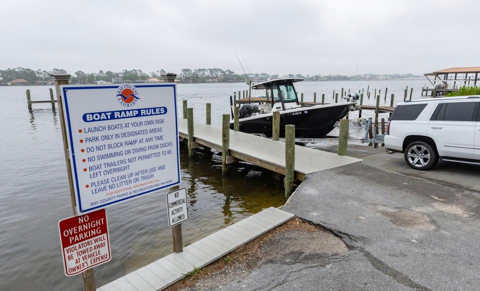 The Dolphin Street boat ramp in Panama City Beach is one of 11 neighborhood ramps that now prohibit commercial use. The Bay County Commissioners passed an ordinance to make the 11 strictly for neighborhood use.