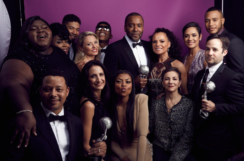 Cast and Crew of 'Empire', winners of the Outstanding Drama Series award, pose for a portrait.