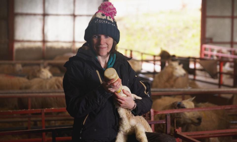Sheep Farmer Stella Phillips at Tylebrythos farm in the Brecon Beacons ... A Year in the Beacons.