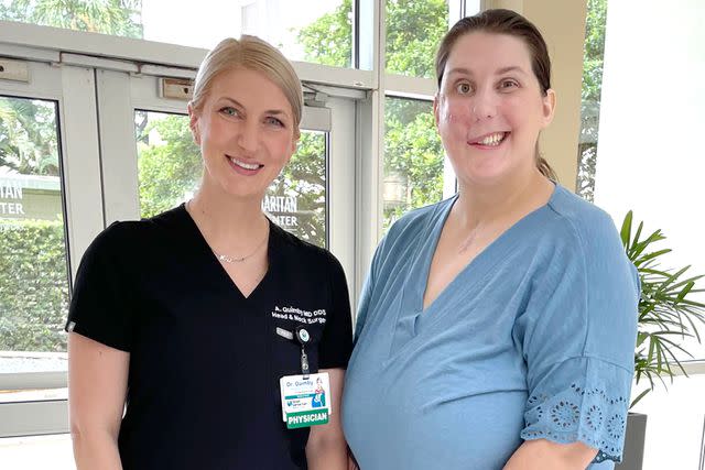 <p>Palm Beach Health Network/Amber Roth</p> Amber Roth and Dr. Anastasiya Quimby, the surgeon who reconstructed her face.