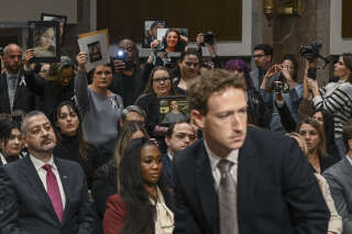 Mark Zuckerberg, le patron de Meta, lors de son audition au Congrès américain au Capitol Hill de Washington, le 31 janvier 2024.  . PHOTO KENNY HOLSTON/THE NEW YORK TIMES