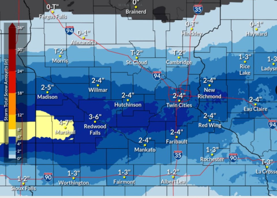 Snow expected in parts of Minnesota this afternoon (NWS)