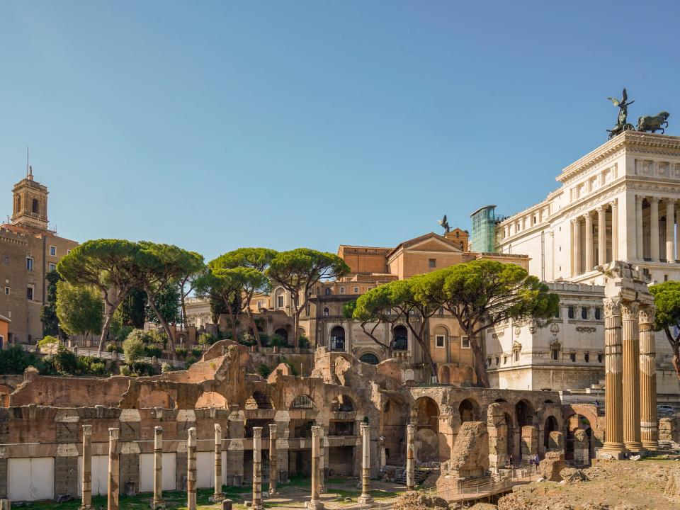 Archeological sites and historic buildings in Rome.