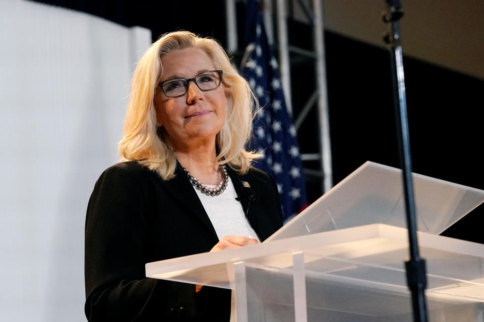 Rep. Liz Cheney, R-Wyo., vice chair of the House Select Committee investigating the Jan. 6 U.S. Capitol insurrection, delivers her "Time for Choosing" speech at the Ronald Reagan Presidential Library and Museum Wednesday, June 29, 2022, in Simi Valley, Calif.