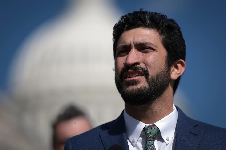 Rep. Greg Casar, D-Texas, speaks during a press conference outside the U.S. Capitol March 20, 2024 in Washington, DC.