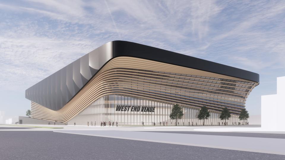 Artist's concept rendering of arena designed by Populous