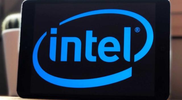 intel logo black background