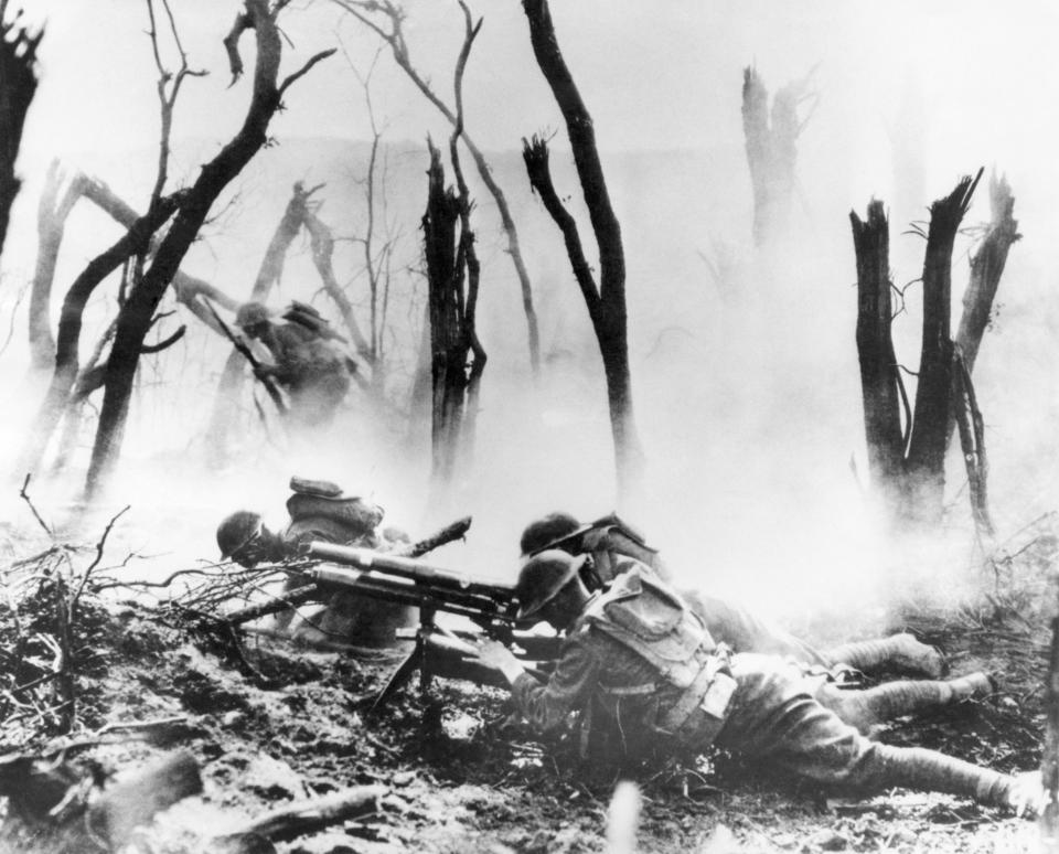 FILE - In this Sept. 26, 1918 file photo, a U.S .Army 37-mm gun crew man their position during the World War One Meuse-Argonne Allied offensive in France. It was America's largest and deadliest battle ever, with 26,000 U.S. soldiers killed and tens of thousands wounded. A hundred years ago, the Meuse-Argonne offensive contributed to bring an end to of World War One. (AP Photo, File)