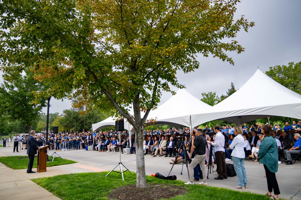 Hundreds gather at Boys Town to celebrate the opening of a $46.5 million education center, on Thursday, Aug. 3, 2023.