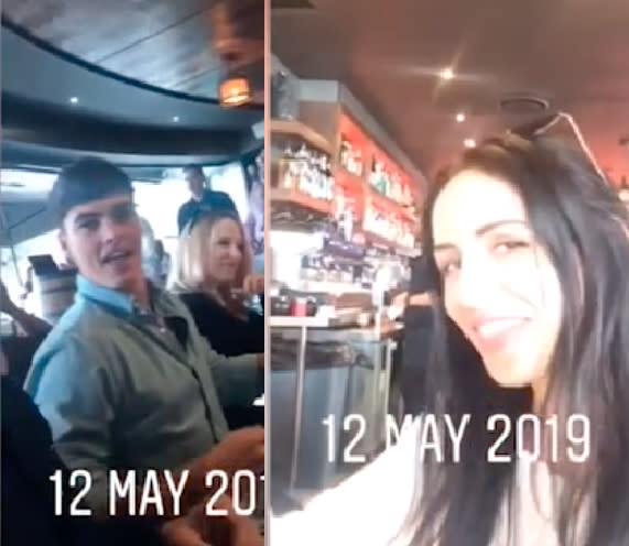 Adam Farrugia and Vanessa Sierra in iPhone footage from May 2019 at an unidentified event.