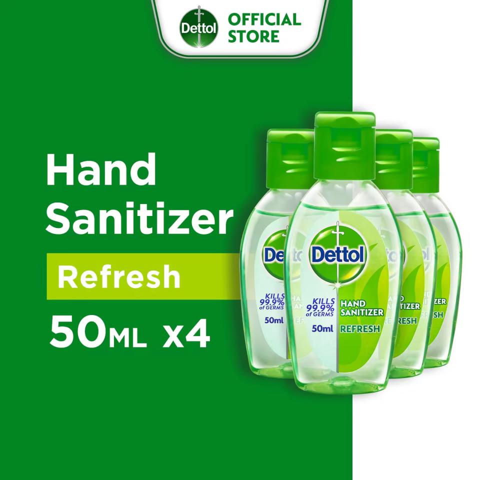 [Bundle of 4] Dettol Hand Sanitizer Refresh 50ml (Kills 99.9% of Germs). (Photo: Lazada SG)