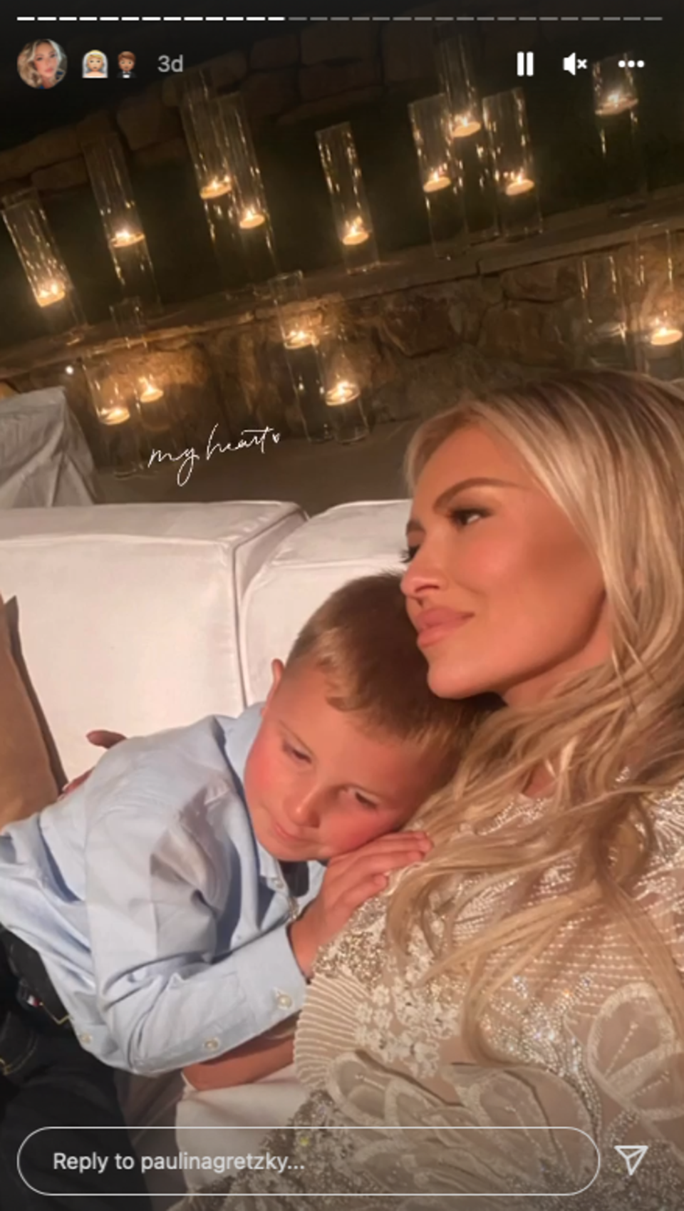 Paulina Gretzky shares a photo of herself and her son during wedding to Dustin Johnson (Instagram / Paulina Gretzky)