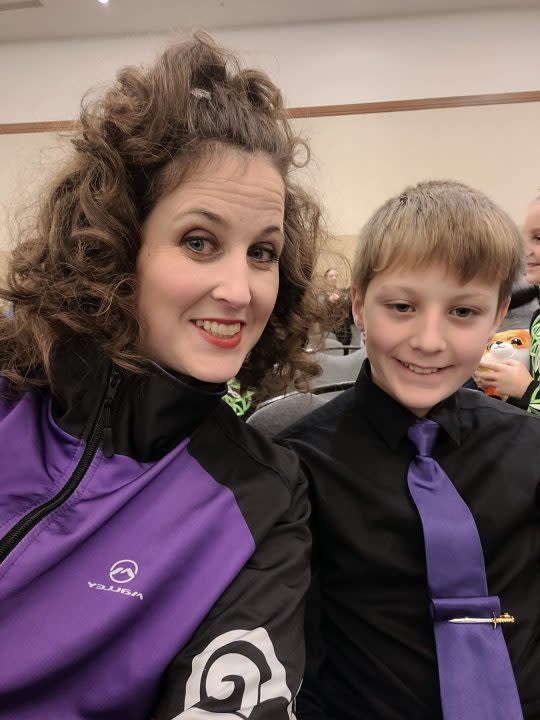 Stephanie with her son Miles at Oireachtas, the regional Irish Dance Championship which was held in Indianapolis this past November.