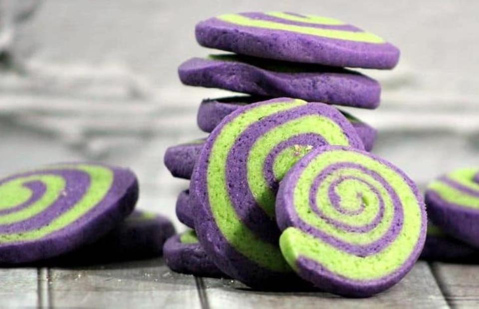 <p>The Simple Parent</p><p><strong>Get the recipe: <a href="https://thesimpleparent.com/halloween-pinwheel-cookies/" rel="nofollow noopener" target="_blank" data-ylk="slk:Halloween Pinwheel Cookies;elm:context_link;itc:0;sec:content-canvas" class="link ">Halloween Pinwheel Cookies</a></strong></p>