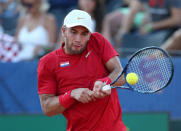 Tennis - Davis Cup - World Group Semi-Final - Croatia v United States - Sportski centar Visnjik, Zadar, Croatia - September 16, 2018 Croatia's Borna Coric in action during his match against Frances Tiafoe of the U.S. REUTERS/Antonio Bronic