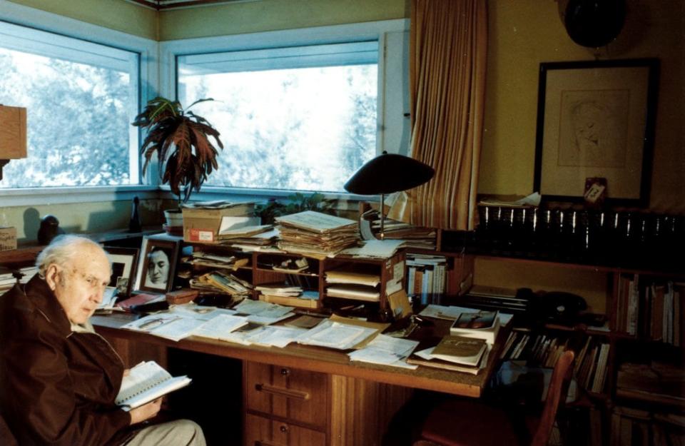 A photo on the University of Winnipeg's website, under the Eckhardt Gramatté Library, shows Ferdinand Eckhardt working at home in early 1990s.