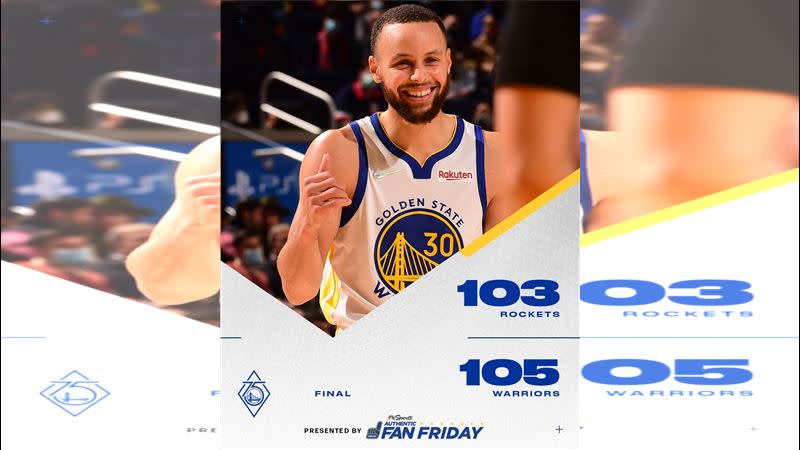 柯瑞（Stephen Curry）投進致勝壓哨球。（圖／翻攝自勇士推特）