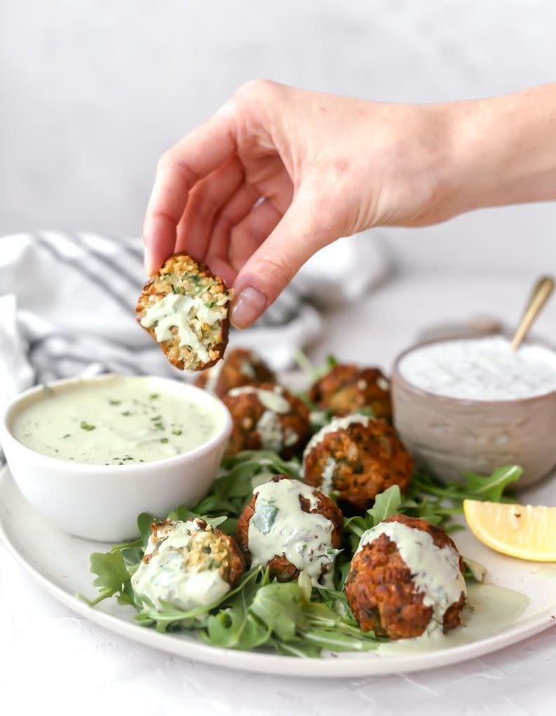 Falafels et sauce tahiné au matcha