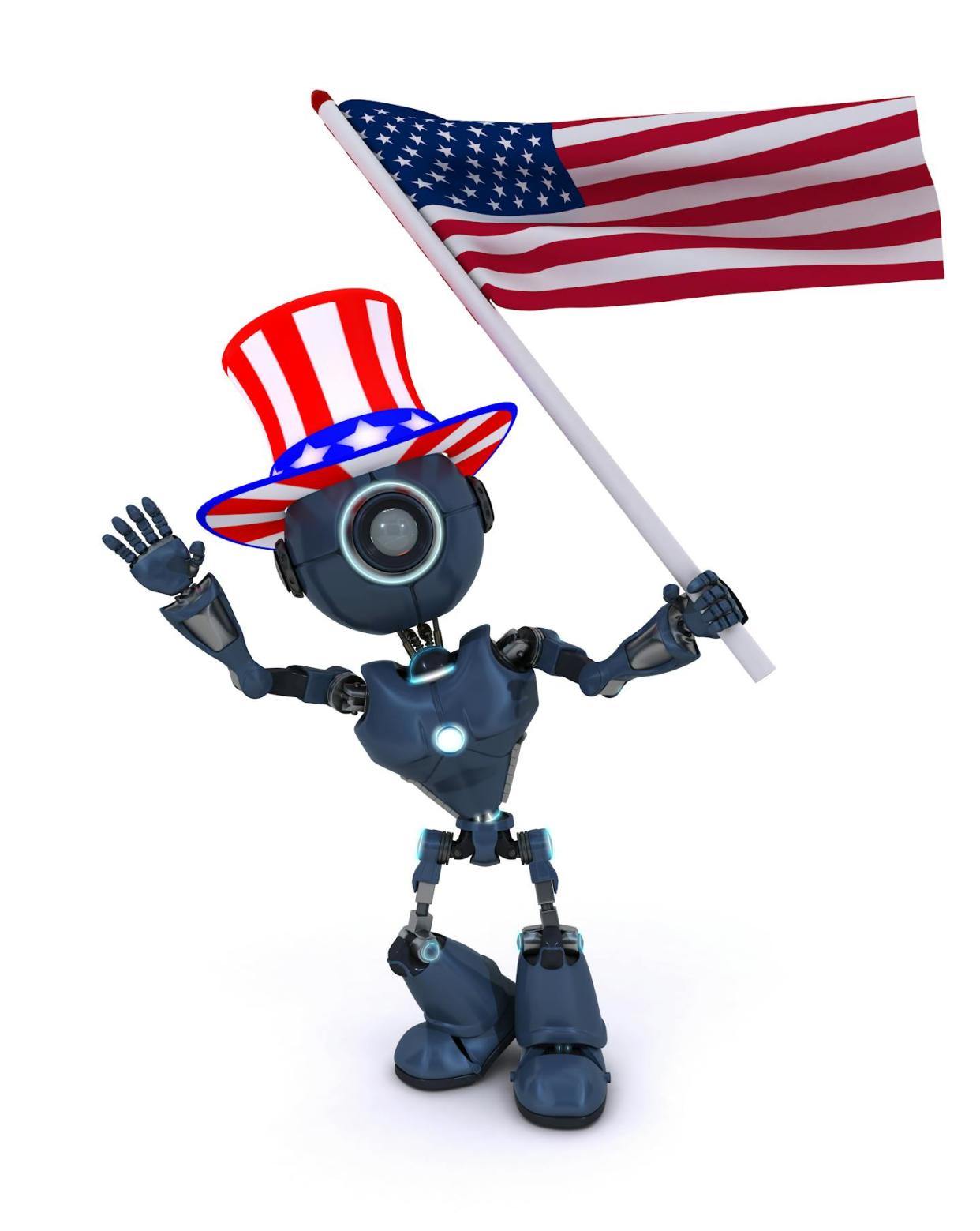 Like it or not, AI is already playing a role in the 2024 presidential election. <a href="https://www.gettyimages.com/detail/photo/android-celebrating-4th-july-royalty-free-image/499467267?phrase=Robot+Uncle+Sam" rel="nofollow noopener" target="_blank" data-ylk="slk:kirstypargeter/iStock via Getty Images;elm:context_link;itc:0;sec:content-canvas" class="link ">kirstypargeter/iStock via Getty Images</a>