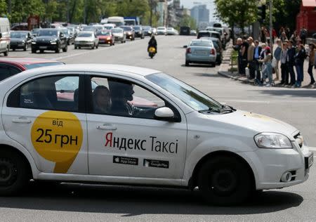 A Yandex taxi is seen in central Kiev, Ukraine, May 16, 2017. REUTERS/Gleb Garanich