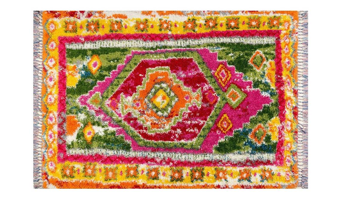 This plush, vibrant rug is as comfortable to walk on as it is beautiful to look at.
