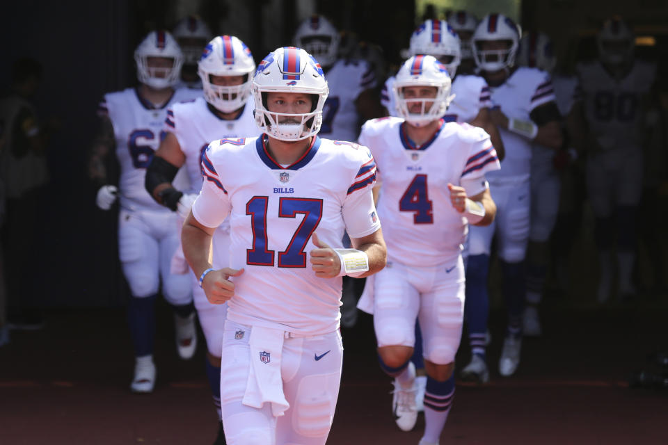 Buffalo Bills quarterback Josh Allen is set up for a big season. (AP Photo/Jeffrey T. Barnes)