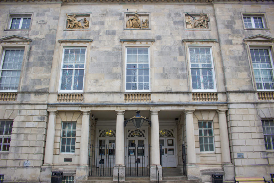 View of the Lewes Crown Court, a courthouse in Lewes, East Sussex, England.