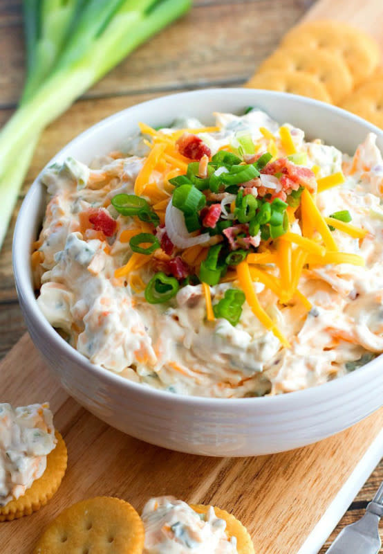 <p>Melissa's Southern Style Kitchen</p><p>With a name like that, you know this dip is good. </p><p><strong>Get the recipe:</strong> <a href="https://www.melissassouthernstylekitchen.com/million-dollar-dip/" rel="nofollow noopener" target="_blank" data-ylk="slk:Million Dollar Dip;elm:context_link;itc:0;sec:content-canvas" class="link rapid-noclick-resp"><strong>Million Dollar Dip</strong></a></p>