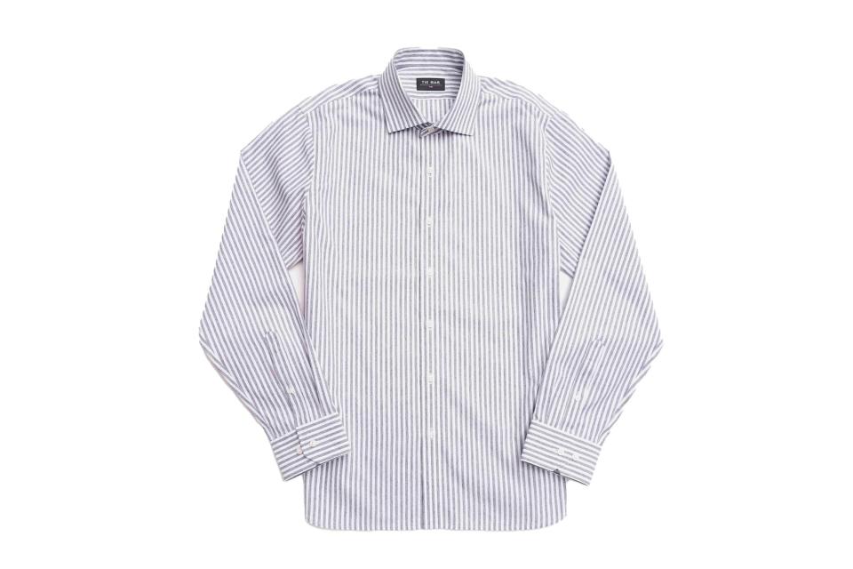 We dig a silky-smooth poplin shirt just as much as the next menswear nerd, but the subtle texture of this striped option is perfect for livening up any look, dressy or not. $60, The Tie Bar. <a href="https://www.thetiebar.com/product/shr-3976-0174" rel="nofollow noopener" target="_blank" data-ylk="slk:Get it now!;elm:context_link;itc:0" class="link ">Get it now!</a>