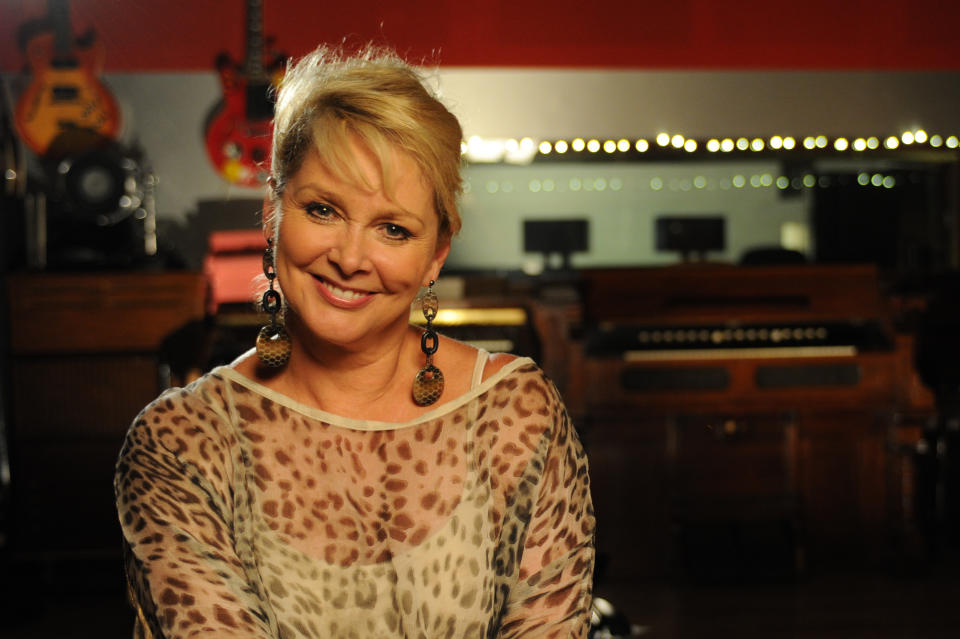 Cheryl Baker posing for a portrait for Vintage TV at The Dean St Studios in London.