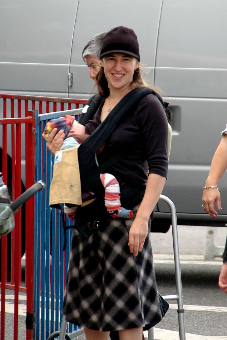 Mayim Bialik back in 2008, when she was still wearing (and nursing) her son.