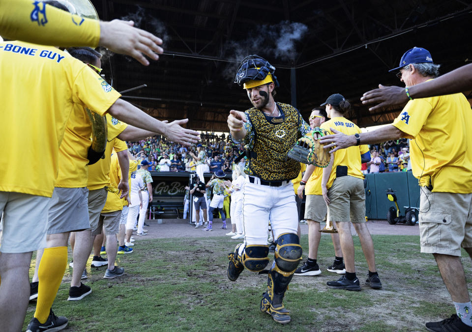 Catcher Bill LeRoy initially came to the Savannah Bananas to support a friend and teammate. Now he's one of the faces of the organization. (Photo by Al Bello/Getty Images)