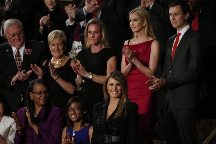 Ivanka Trump wore a pink Roland Mouret dress to her father’s Joint Session of Congress address. (Photo: Reuters)